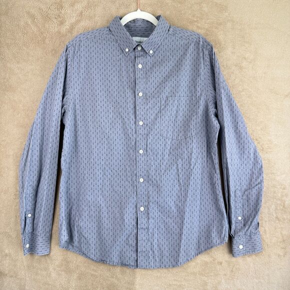 Goodfellow & Co Button-Up Shirt Mens L Gray Long Sleeve‎ Slim Fit Hammer Graphic - Picture 1 of 12